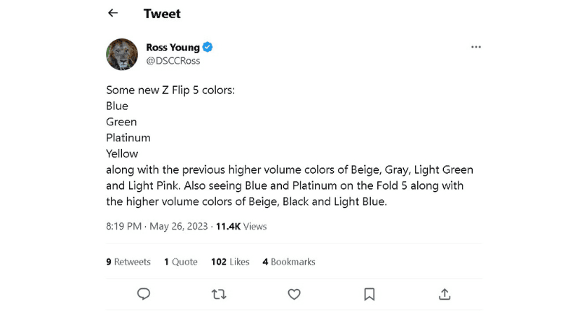 Colour leaks for the Samsung Galaxy Z Flip6